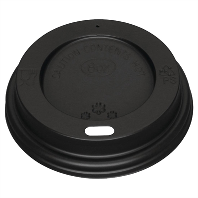Fiesta Black Polystyrene Lids For Coffee Cups (1000 Pack) 8Oz