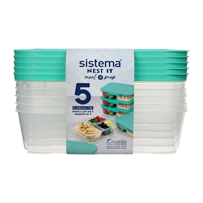 Sistema Clear Nest It Meal Prep Containers 1.9Ltr (5 Pack) Size 5
