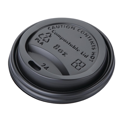 Fiesta Black Compostable Lids For Hot Cups (1000 Pack) 8Oz