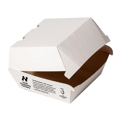 Notpla White 5" Clamshell Burger Boxes - (200 Pack)