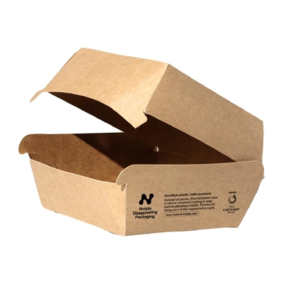 Notpla Brown 5" Clamshell Burger Boxes - Kraft (200 Pack)