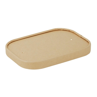 Fiesta Brown Recyclable Paper Lids For Rectangular Containers (300 Pack) 500Ml