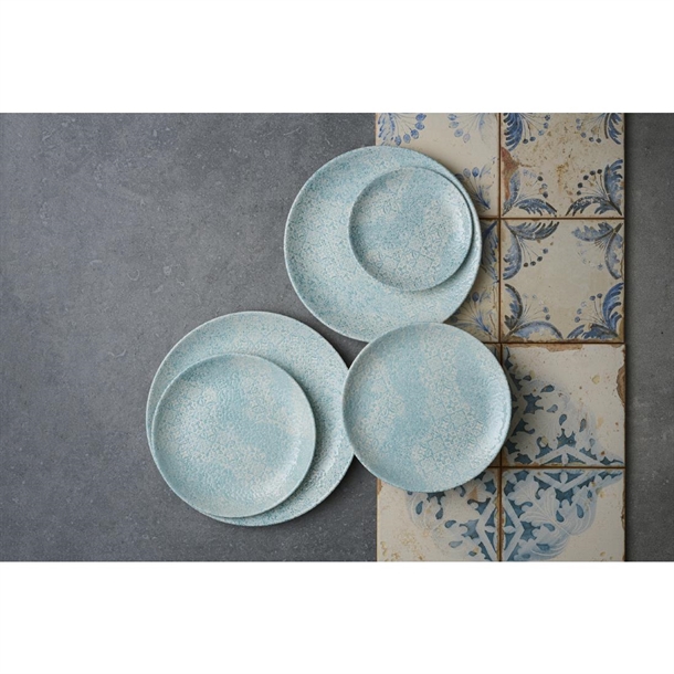 Churchill Vintage Prints Med Tiles Aquamarine Coupe Plate (Box 12) (B2B)