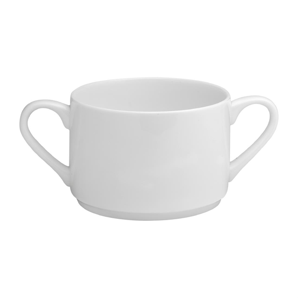 Elia Glacier White Fine China Soup Cup Handled - 22cl (Box 6) (B2B)