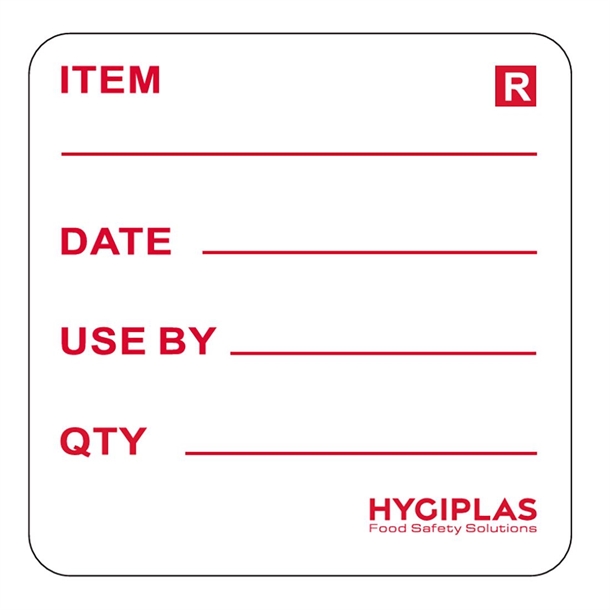 Hygiplas Removable Food Prep Label - 35x35mm (Roll 1000) FSC MiX