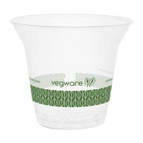 Vegware Slim Cold Cup Green Band PLA 96-Series - 256ml 9oz (Pack 1000)