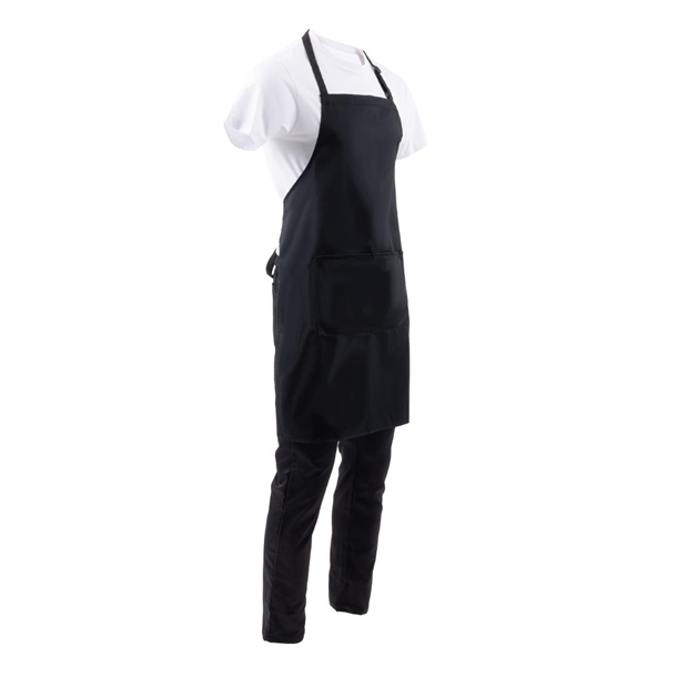 Chef Works Adjustable Neck Bib Apron Black with Pockets