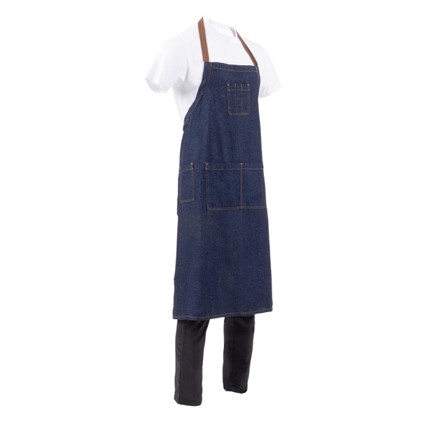 Chef Works Memphis Wide Bib Apron Indigo