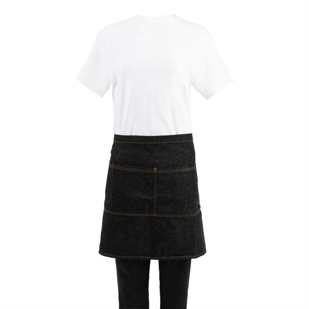 Chef Works Urban Memphis Bistroschürze halblang aus Denim schwarz 72,5(B)x48(L)cm
