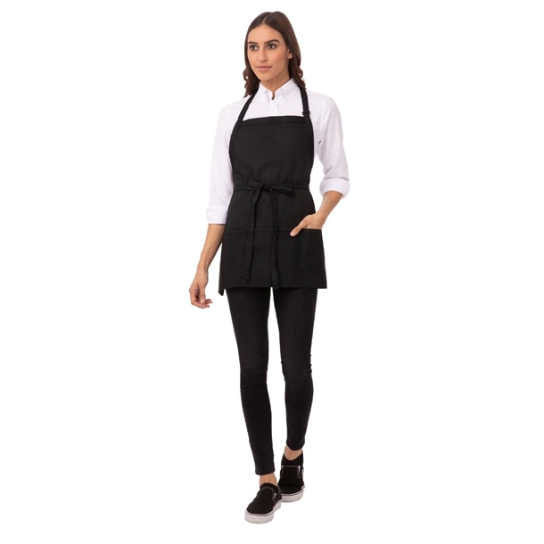 Chef Works Three Pocket Short Bib Apron Black