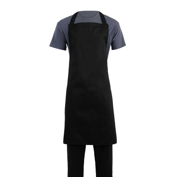 Whites Bib Apron Polycotton Black Extra Large - 900x1040mm