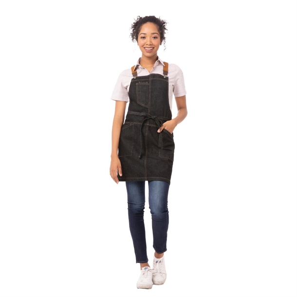 Chef Works Berkley Short Bib Apron Black (Direct)