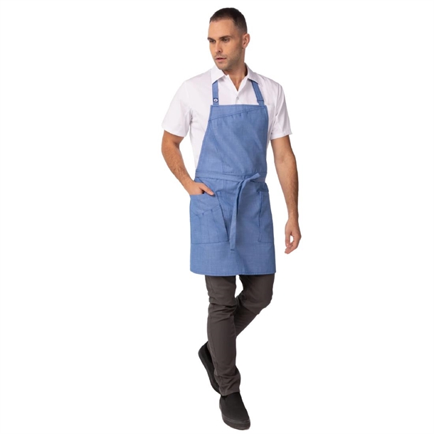 Chef Works Medford Bib Apron French Blue (Direct)