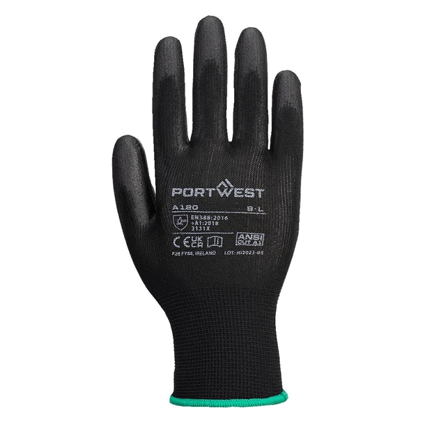 Portwest Black PU Palm Glove -Size XL