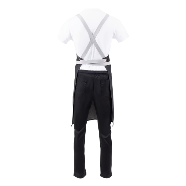 Southside Denim Cross-Back Bib Apron Black - BB057 - Nisbets