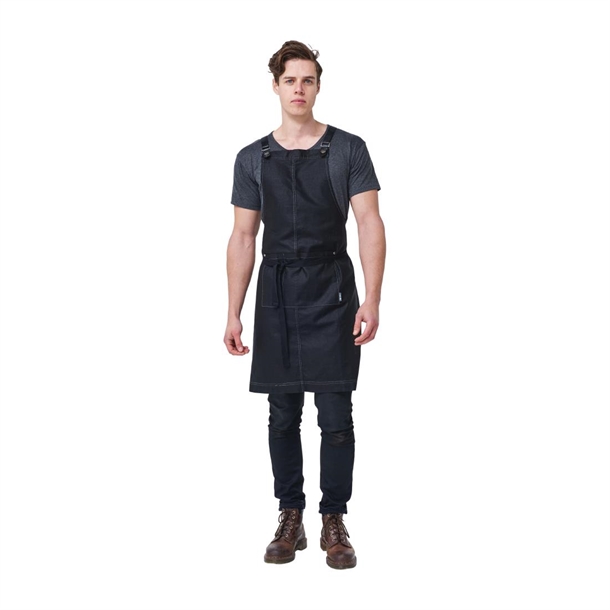 Linen/Viscose Bib Apron Black Theodore