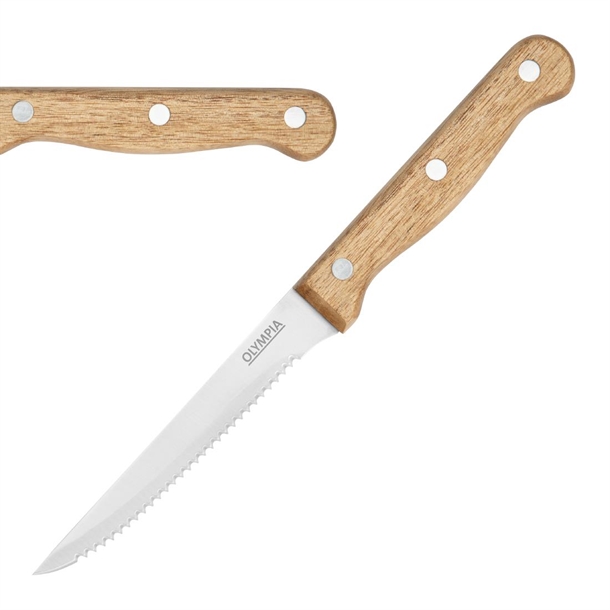Olympia Steak Knives Wood - 4 1/2" (Box 12) FSC 100%