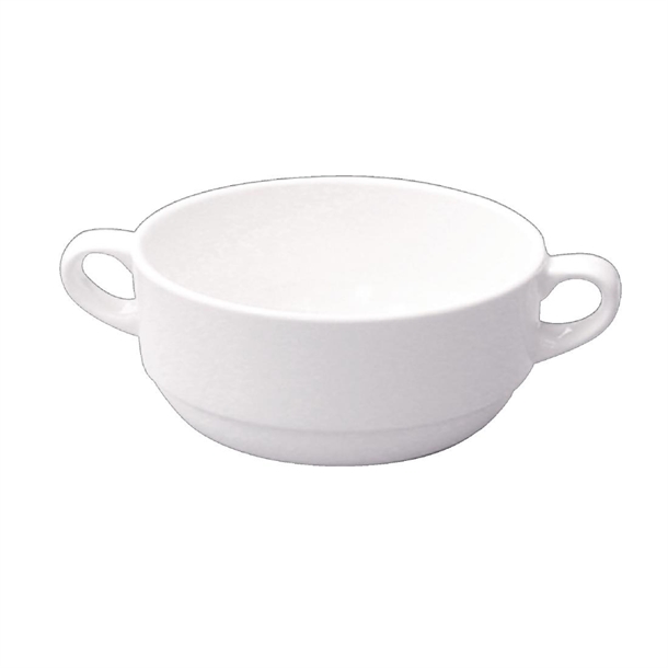 Alchemy White Consomme Bowl Handled 10oz (Box 24) (B2B)