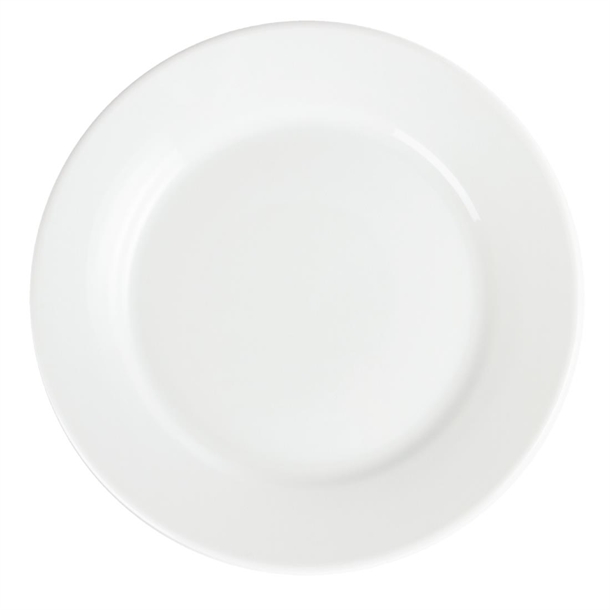 Olympia Whiteware Wide Rimmed Plates 250mm (12 Pack) - CB481 - Nisbets