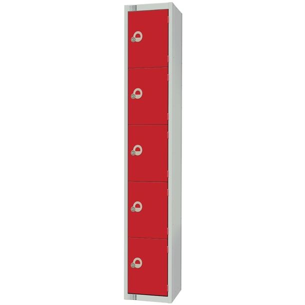 elite-five-door-electronic-combination-locker-red