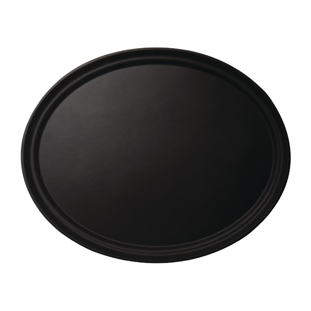 Plateau ovale fibre de verre antidérapant Camtread Cambro noir 600 x 730mm