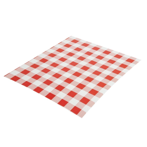 Papier Alimentaire Ingraissable HENDI - 500 Feuilles à Carreaux Rouges Et Blancs, 20x25 Cm, Parfait Pour Sandwiches, Burgers, Pâtisseries