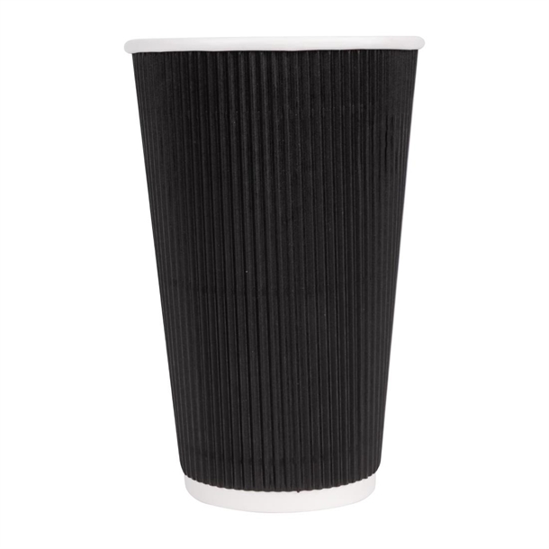 Fiesta Recyclable Hot Cup Ripple Wall Black 455ml (Sleeve 25)