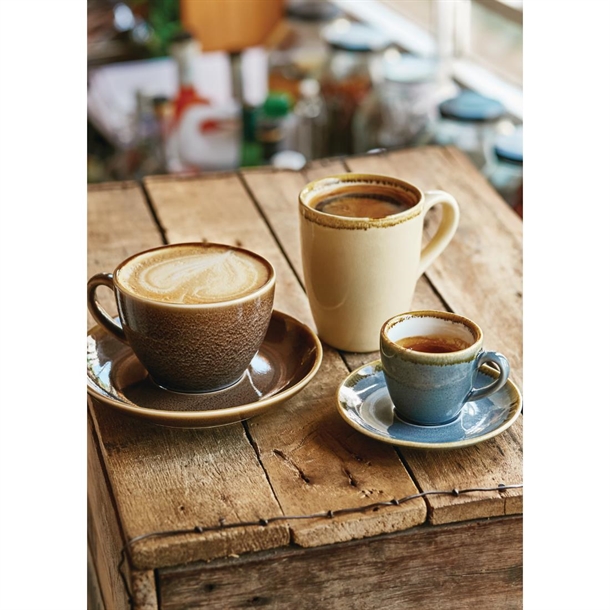 Olympia Kiln Cappuccino-Kaffeetassen Set – 6 Stück, 340 Ml, Moosgrün, Porzellan, Spülmaschinengeeignet