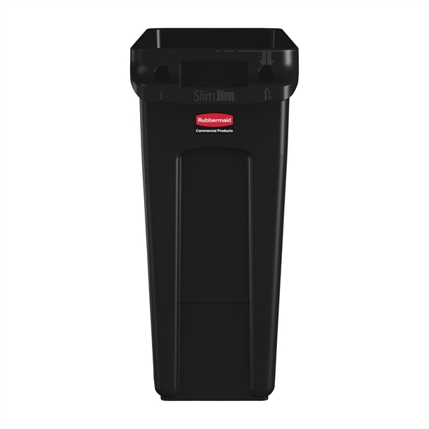 Poubelle Rubbermaid Noire 30 Litres Avec Lèvres Latérales - Plastique Robuste - Neuf - Modèle J657