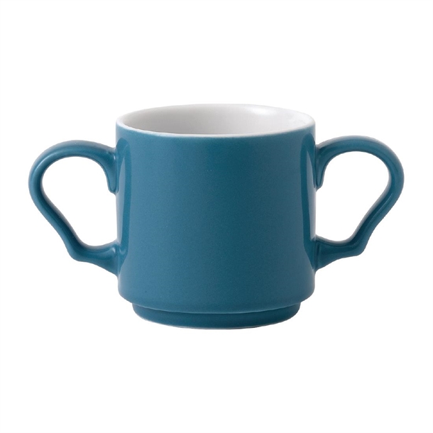 Art De Cuisine Future Care Blue Glaze Double Handled Mug 285ml 10oz (Box 6)(B2B)
