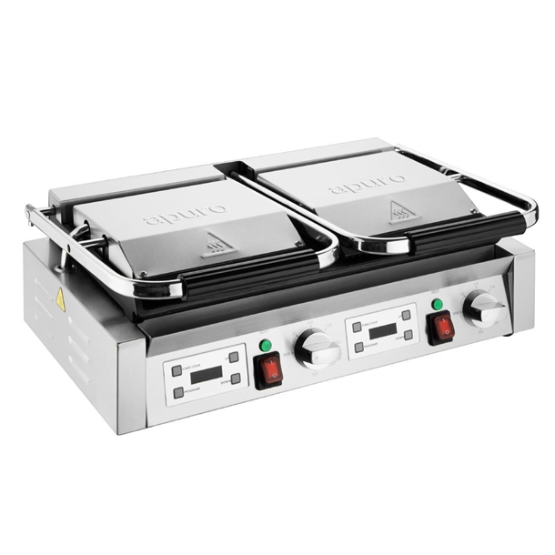Apuro Double Contact Grill Flat Left/Ribbed Right Plate