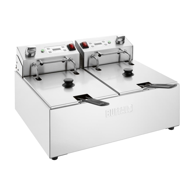 Buffalo Doppel-Elektrofritteuse mit Timer 2x5Ltr