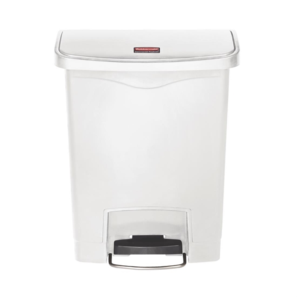 Rubbermaid Slim Jim Step on Resin Front Pedal White - 30Ltr