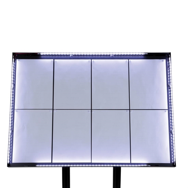 Securit Black Coated  8xA4 LEDs information display with pole and base