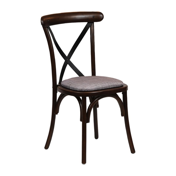Bristol Dining Chair Dark Walnut Padded Seat Helbeck Charcoal (Pair) (Direct)
