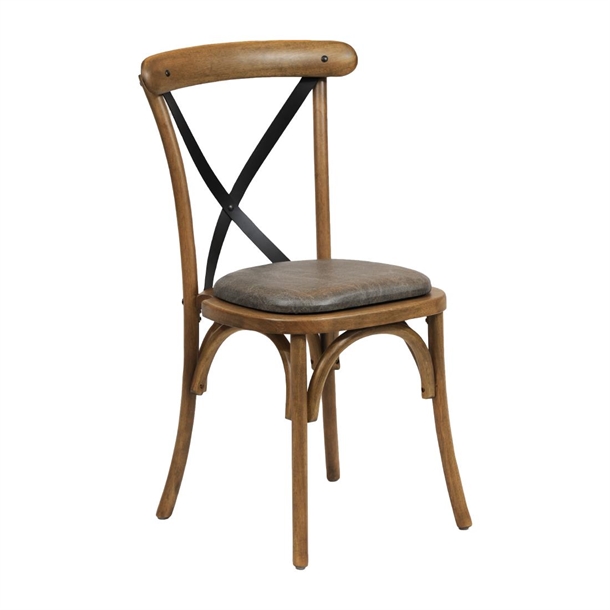 Bristol Dining Chair Weathered Oak Padded Seat Saddle Ash (Pair) (Direct)