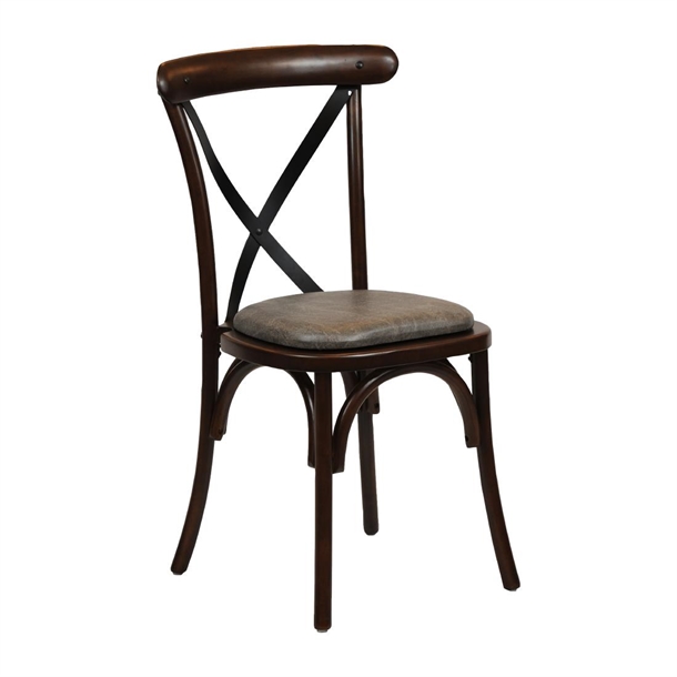 Bristol Dining Chair Dark Walnut with Padded Seat Saddle Ash (Pair) (Direct)
