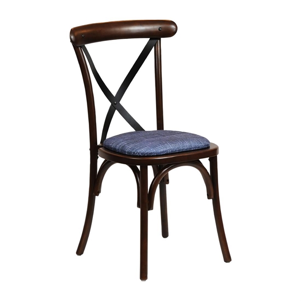 Bristol Dining Chair Dark Walnut Padded Seat Helbeck Midnight (Pair) (Direct)