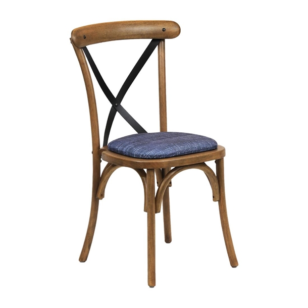 Bristol Dining Chair Weathered Oak Padded Seat Helbeck Midnight (Pair) (Direct)
