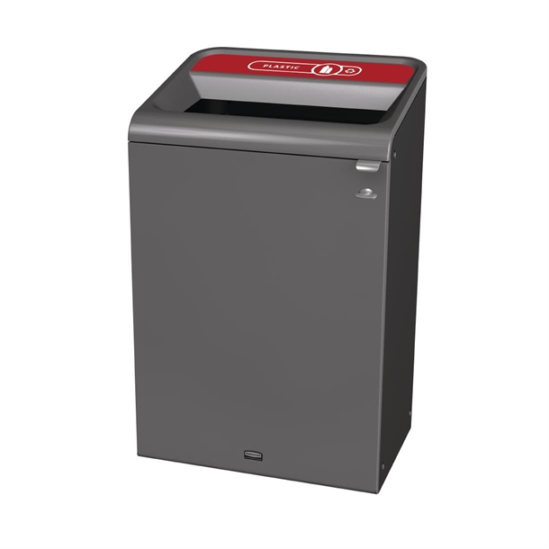 Rubbermaid Configure Container with Plastic Recycling Label Red 125Ltr (Direct)