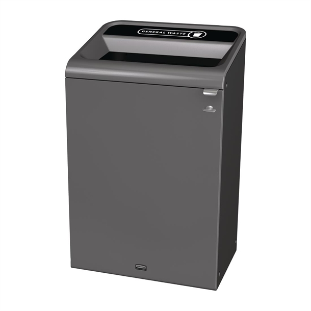 Rubbermaid Configure Container with General Waste Label Black - 125Ltr (Direct)