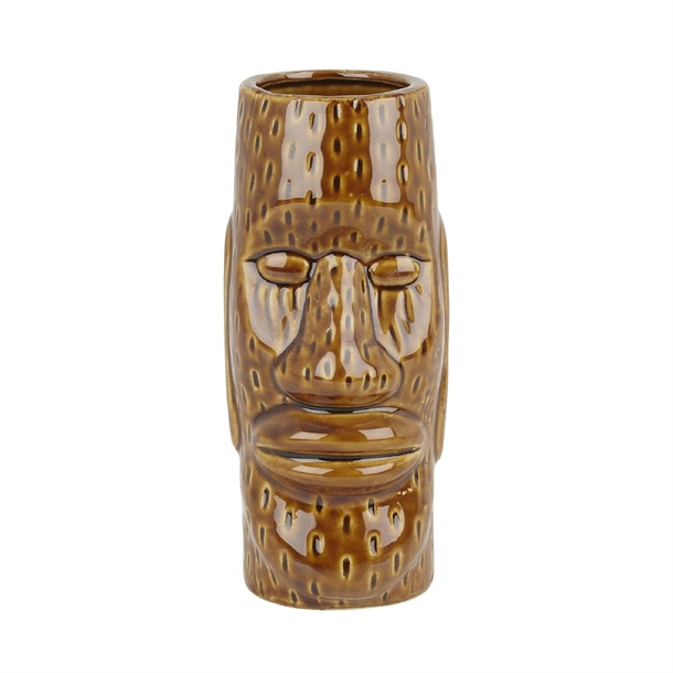 Beaumont Ceramic Easter Islander Tiki Mug 450ml Medium Brown