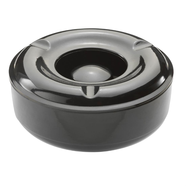 Beaumont Windproof Ashtray Single Black Melamine 146mm