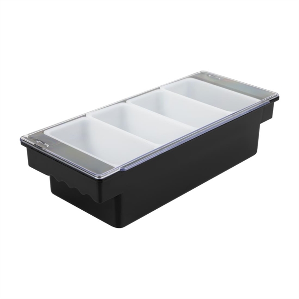 Beaumont 4 Part Black Plastic Condiment Holder
