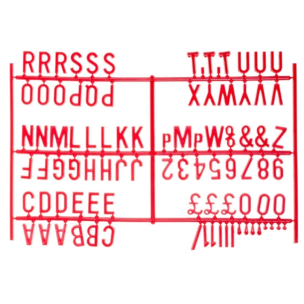 Beaumont 19mm Letter Set (540 characters) Red
