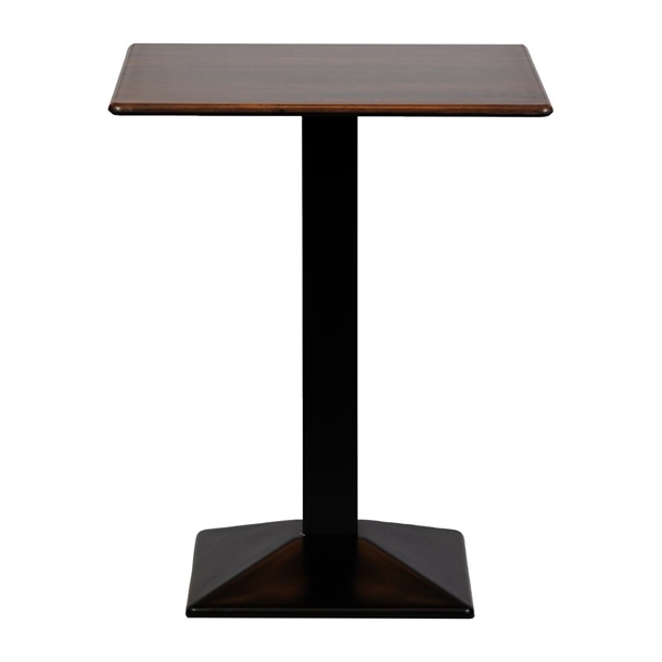 Turin Metal Base 600mm Square Poseur Table Laminate Top Walnut (B2B)