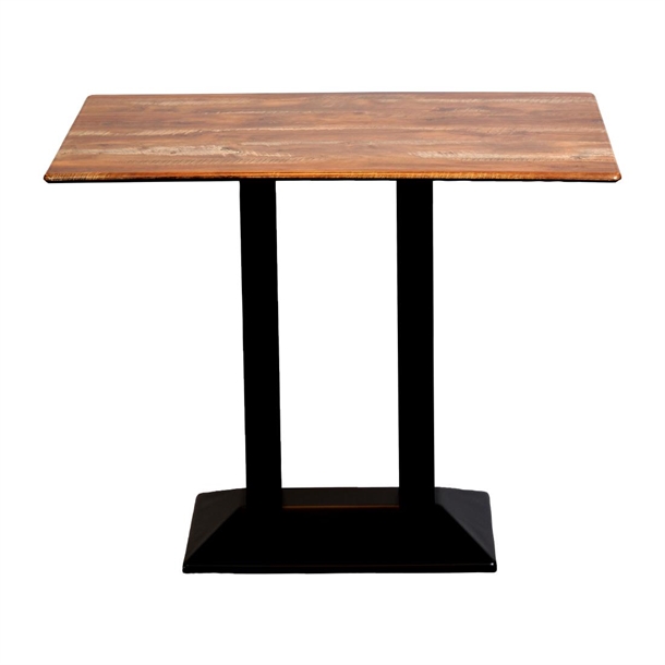 Turin Metal Base Rectangle Poseur Table Laminate Top Planked Oak(B2B)