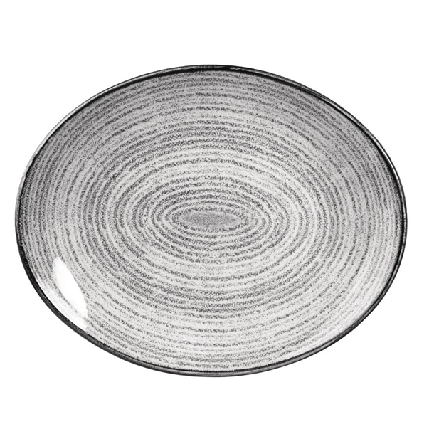 Churchill Studio Prints Charcoal StoneGreyOvalCoupePlate317x255mm(Box12)(B2B)