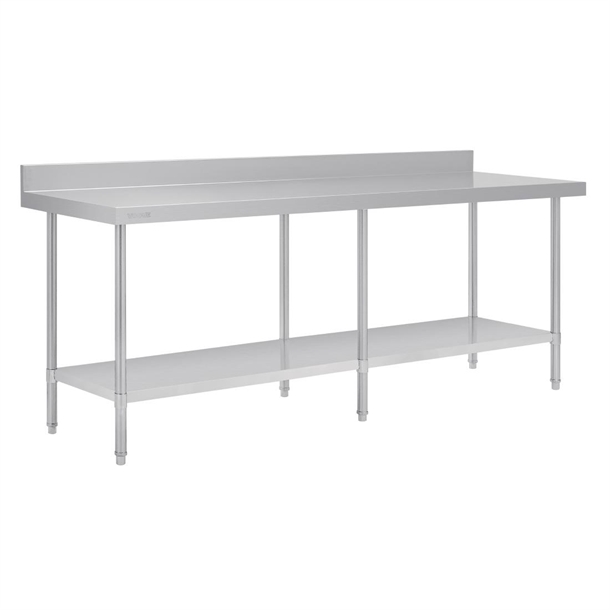 Vogue Premium 304 Stainless Steel Table with Upstand - 2400x600x900mm
