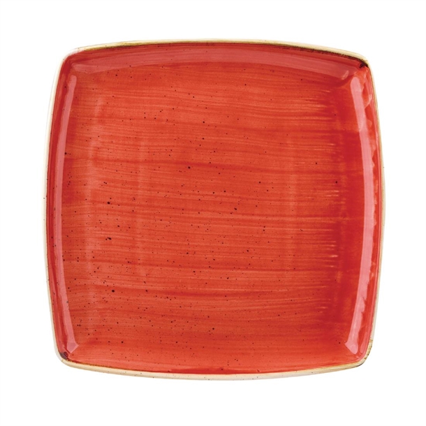 Churchill Stonecast Berry Red Square Plate - 10.5" 268mm (Box 6) (B2B)
